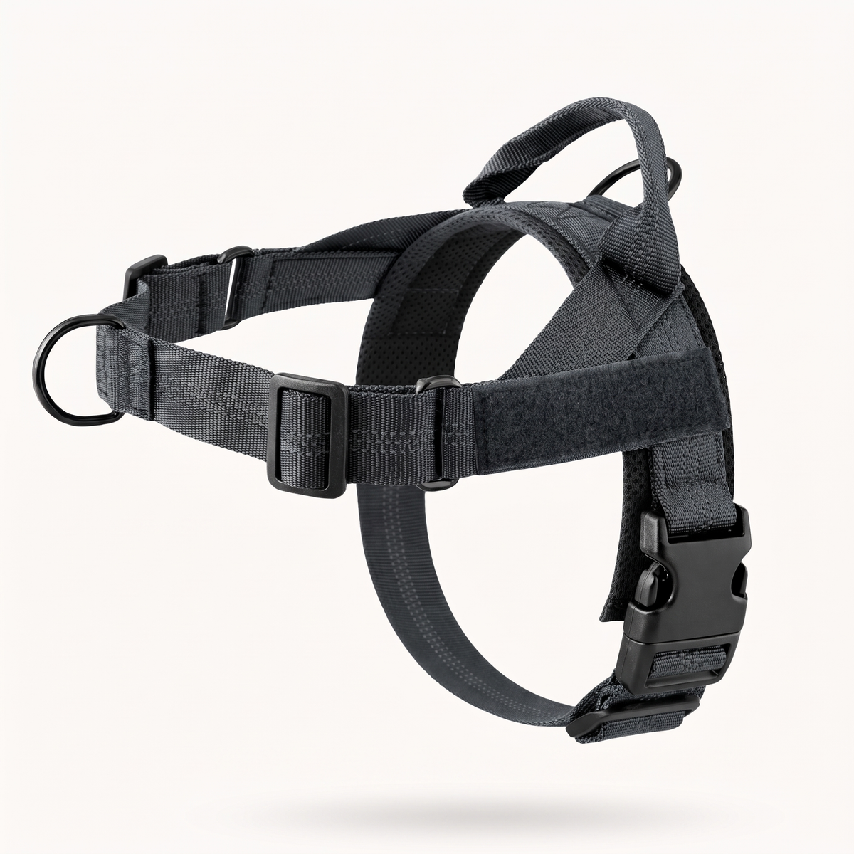 Front-Clip No-Pull Harness in Charcoal, three-quarter front view